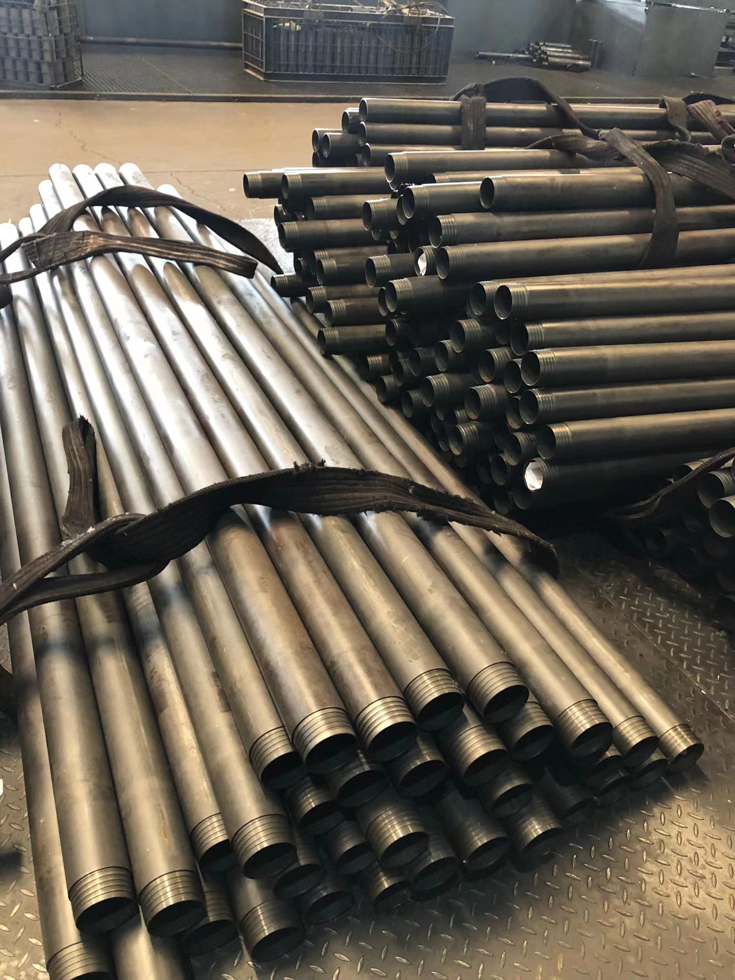 Casing tubes stacked in the factory